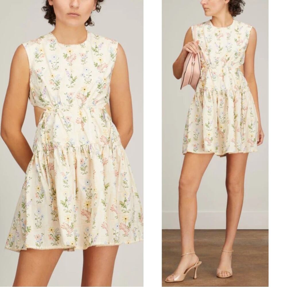 AGUA BY AGUA BENDITA Simbolo Sucré Pradera Cutout Floral Mini Dress Size L